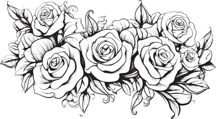 Sleek Bouquet Sketch Graphic Floral Symbol Modern Rose Symbol Contemporary Emblem