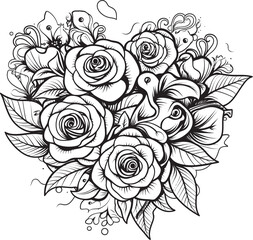 Fototapeta premium Geometric Flower Sketch Stylish Emblem Abstract Rose Arrangement Minimalistic Graphic