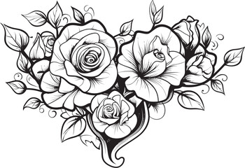 Minimalist Floral Symbol Iconic Emblem of Roses Stylish Outline Art Elegant Rose Logo