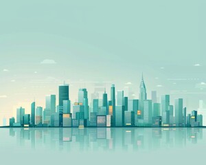 Minimalist Vector Illustration of a Smart City Skyline, Urban Landscape on a Light Background, Ideal for Corporate and Business graphic, banner design, brochure, pattern design, web, background templa