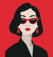 Woman modern icon avatar. Beautiful asian woman design. Abstract minimalistic contemporary poster. Wall art design. Vector stock	