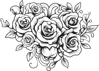 Minimalistic Rose Sketch Contemporary Logo Linear Design of Roses Artistic Floral Icon