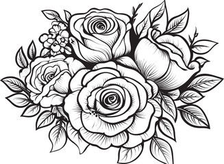 Fototapeta premium Artistic Floral Symbol Elegant Rose Bouquet Minimalistic Design of Roses Stylish Emblem
