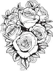 Simple Outline Art Iconic Floral Symbol Modern Rose Symbol Stylish Rose Bouquet Icon