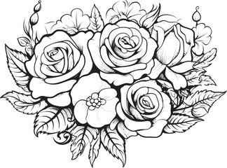 Minimalistic Design of Roses Stylish Emblem Sleek Rose Bouquet Sketch Graphic Floral Icon