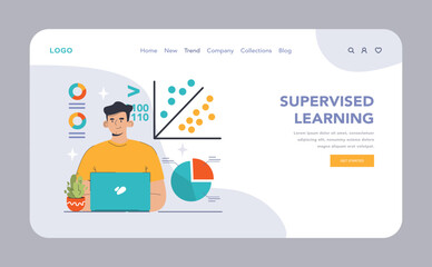 Supervised Learning concept. Flat vector illustration