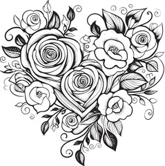 Artistic Outline of Roses Stylish Floral Logo Minimalistic Rose Sketch Iconic Emblem