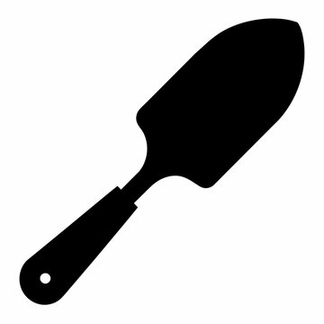 black garden trowel silhouette on white clip art preview