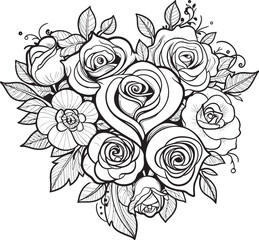Fototapeta premium Minimalist Floral Icon Stylish Rose Concept Geometric Rose Bouquet Graphic Floral Emblem