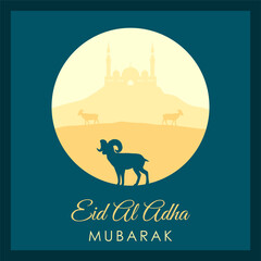 Eid Al Adha Mubarak the celebration of Muslim community festival background design. Happy Eid al-Adha square background. eid al adha mubarak
