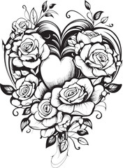 Linear Floral Design Iconic Floral Symbol Simple Outline Art Modern Rose Emblem