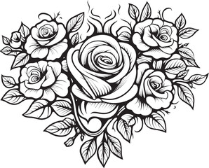 Linear Floral Concept Sleek Bouquet Design Simple Rose Emblem Modern Floral Symbol