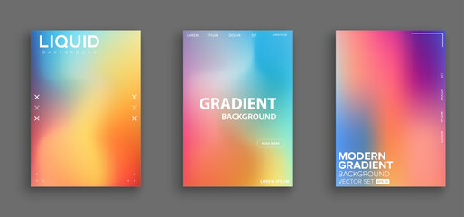 Collection of colorful smooth gradient background for graphic design. Vector illustration