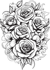 Linear Floral Symbol Stylish Rose Outline Simple Rose Bouquet Icon Graphic Floral Emblem