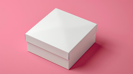 Mockup empty white package box isolated on pink background
