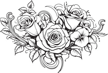 Linear Floral Symbol Stylish Outline Simple Rose Bouquet Icon Graphic Emblem