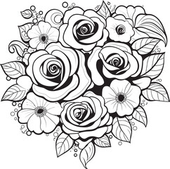 Sleek Outline of Roses Modern Emblem Abstract Floral Icon Elegant Rose