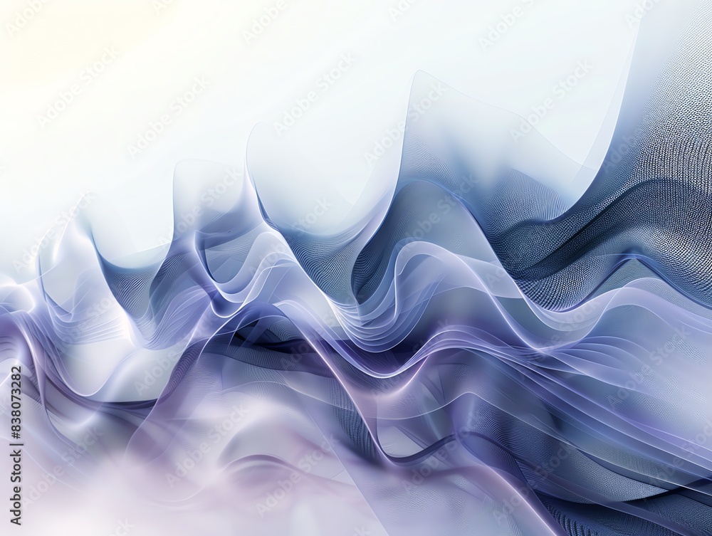 Poster abstract purple and white flowing waves create a sense of movement and fluidity in this modern digit