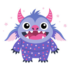 cute cartoon monster in pajama, vector illustration