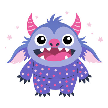 cute cartoon monster in pajama, vector illustration
