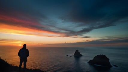 Fototapeta premium Captivating Twilight: Beauty Unveiled on the Rocky Seashore
