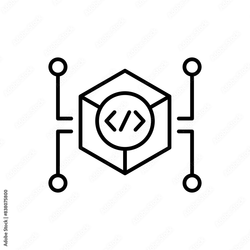 Poster virtual programming outline icons, minimalist vector illustration ,simple transparent graphic elemen