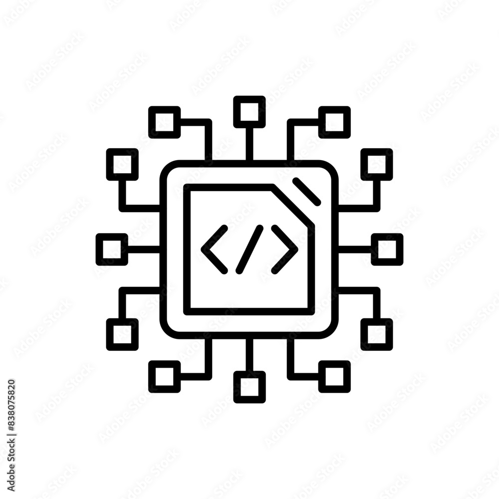 Poster programing system outline icons, minimalist vector illustration ,simple transparent graphic element 