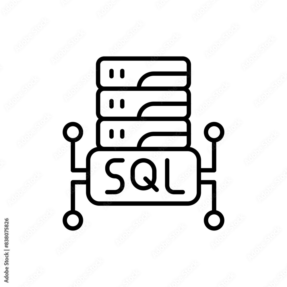 Poster sql programing outline icons, minimalist vector illustration ,simple transparent graphic element .is