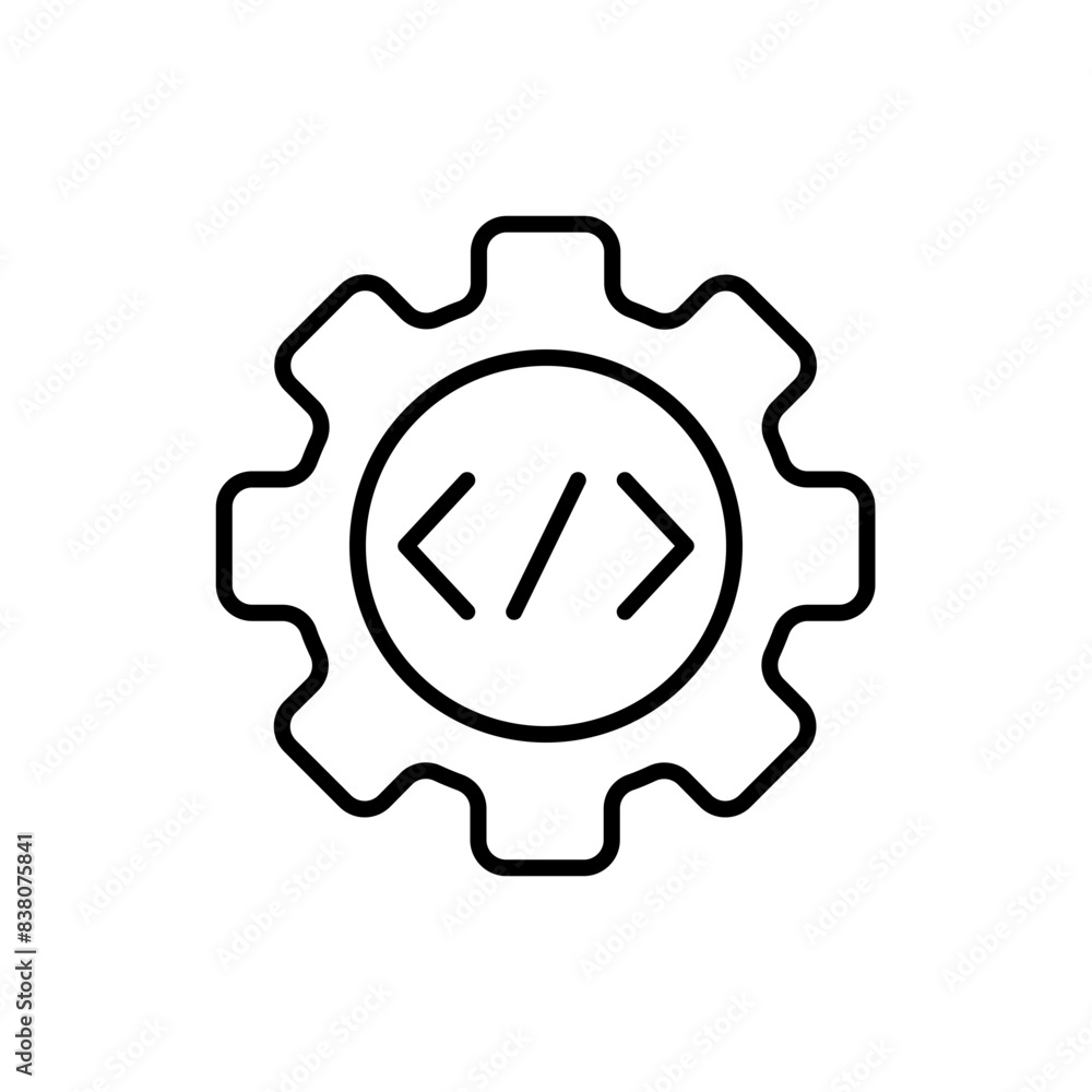 Poster programing setting outline icons, minimalist vector illustration ,simple transparent graphic element