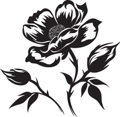 Stylized Prairie Rose Botanical Emblem Simplified Prairie Flower Icon Modern Logo