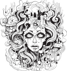 Twilight Zone Psychedelic Nightmare Coloring Book and Icon Design Illusory Realms Psychedelic Nightmares in Graphic Art and Design