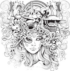Psychedelic Reveries Nightmare Coloring Book and Iconic Design Phantom Frenzy Psychedelic Nightmare Coloring and Icon Design