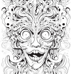 Whispers of the Abyss Psychedelic Coloring Book and Icon Design Chromatic Nightmare Psychedelic Graphic Art and Icon Design