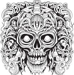 Whispering Whirlpool Psychedelic Nightmare Graphic Art and Design Psychedelic Paradox Nightmare Coloring Book and Icon Design