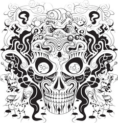 Gothic Grotesque Psychedelic Nightmare Graphic Art and Design Trance of Nightmares Psychedelic Coloring Book and Icon Design