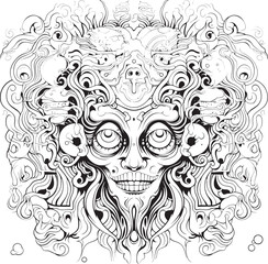 Vivid Visions Psychedelic Nightmare Graphic Art and Design Dreamscape Delirium Psychedelic Nightmare Coloring and Icon Design