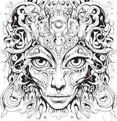 Ethereal Echoes Psychedelic Nightmare Coloring and Icon Design Psychedelic Phantasmagoria Nightmare Coloring Book and Icon Design