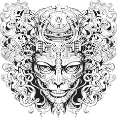 Fototapeta premium Twilight Nightmares Psychedelic Nightmare Art and Iconic Designs Psychedelic Odyssey Nightmare Coloring Book and Iconic Design