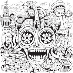 Lunar Horrors Psychedelic Coloring Book and Iconic Design Gothic Dreamscape Psychedelic Nightmare Art and Iconic Designs