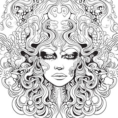 Lunar Nightmares Psychedelic Coloring and Iconic Design Gothic Reveries Psychedelic Nightmare Art and Iconic Designs