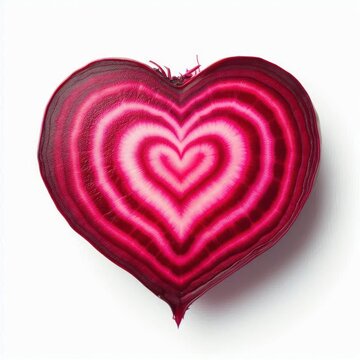 beet slice in the shape of a heart Isolated, vegetables healthy eating