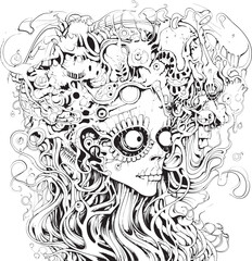 Fototapeta premium Psychedelic Prism Nightmare Coloring Book and Iconic Art Phantom Symphony Psychedelic Nightmare Art and Iconic Designs