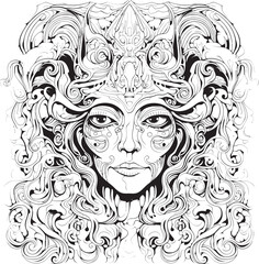 Nightmare Nebula Coloring Book and Iconic Design Collection Psychedelic Phantasm Nightmare Coloring Book and Icon Design