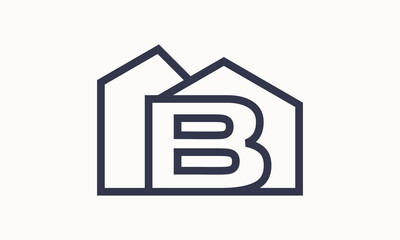 Vector initial letter B with home monogram apartment headquarter building with simple layer logo design	
