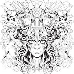 Eerie Escapades Coloring Book and Iconic Nightmare Design Whispering Darkness Psychedelic Nightmares in Iconography