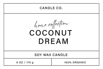 Vector label sticker template for soy wax candle packaging small business