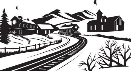 Quaint Country Charm Vector and Logo Design Village Life Essence Iconic Graphic Art