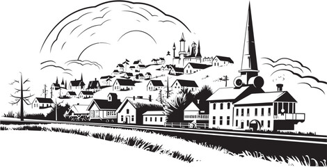 Fototapeta premium Picturesque Village Pathways Logo and Icon Design Idyllic Countryside Charm Vector and Graphic Art