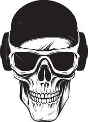 Virtual Reality Skull Emblem Logo Design Gothic Cyber Skull Vector Design Concept