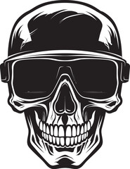 Tech Noir Skull VR Glasses Logo Design Digital Immersion Skull Icon in VR
